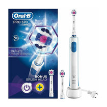 Oral-B Pro 570 3D Cross Action Electric Toothbrush With Rotating Tooth Brush Heads - White
