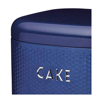 KitchenCraft Lovello Textured Cake Storage Tin With Geometric Hexagon Pattern - Midnight Navy