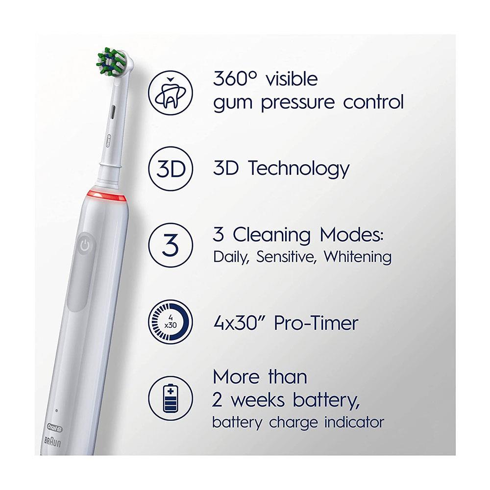 Oral-B Pro 3 3000 Electric Toothbrush With 1 Cross Action Tooth Brush Head - White