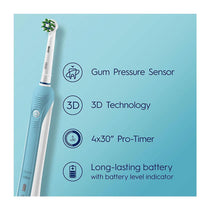 Oral-B Pro 1 600 3D White Electric Toothbrush With Pressure Sensor - Blue