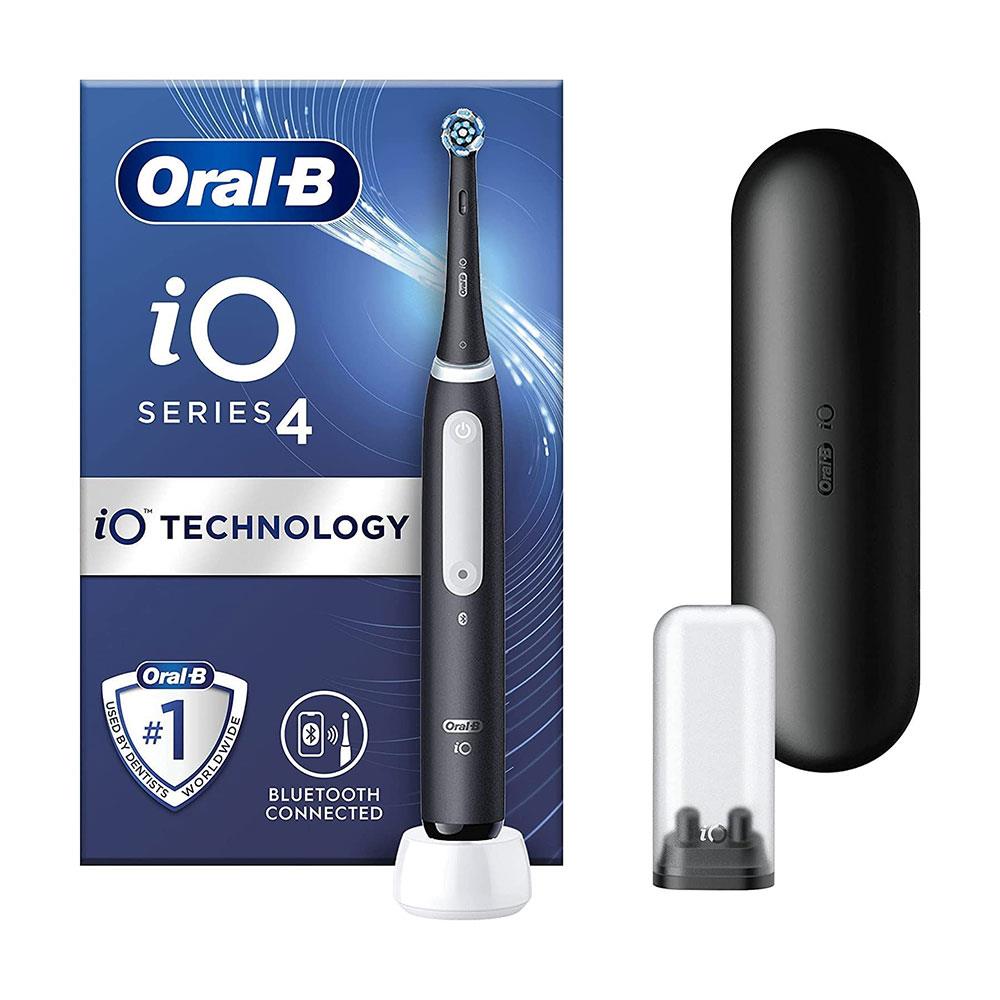 Oral-B iO4 Electric Toothbrush With 1 Toothbrush Head And Travel Case - Black Main image