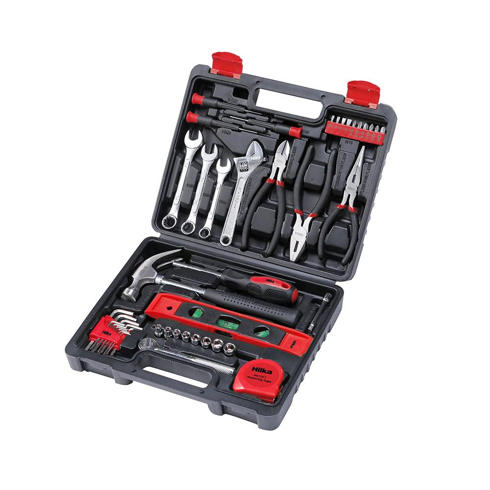 Hilka Pro Craft Home Tool Kit 1/4 Inch Ratchet Wrench Socket Pliers Screwdriver Hammer Spanner - 45 Piece