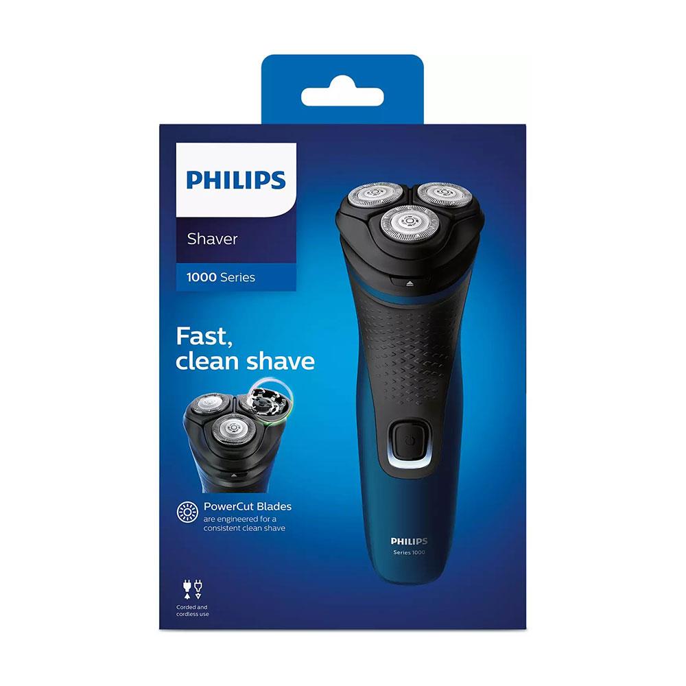 Philips Series 1000 Dry Electric Shaver PowerCut Blade 4 Directions Flex Heads Rechargeable - Black