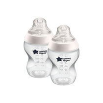 Tommee Tippee Close To Nature Anti-Colic Baby Bottle Slow Flow 0+ Months 260ml 2 Pack - Clear 42252091