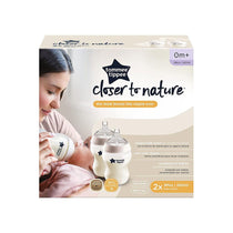 Tommee Tippee Close To Nature Anti-Colic Baby Bottle Slow Flow 0+ Months 260ml 2 Pack - Clear 42252091