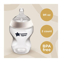 Tommee Tippee Close To Nature Anti-Colic Baby Bottle Slow Flow 0+ Months 260ml 2 Pack - Clear 42252091