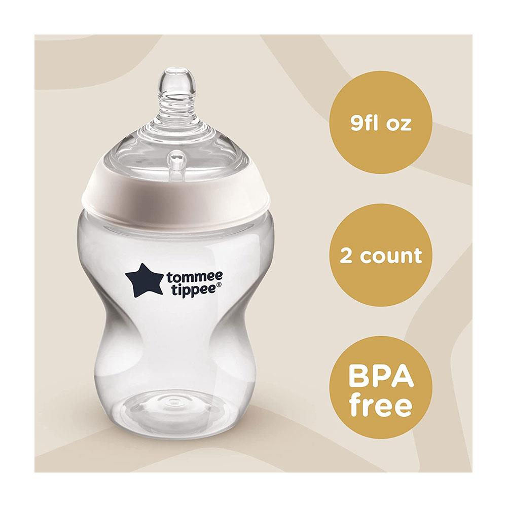 Tommee Tippee Close To Nature Anti-Colic Baby Bottle Slow Flow 0+ Months 260ml - Clear