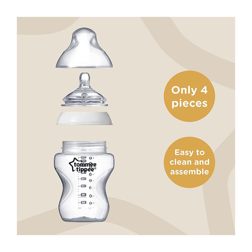 Tommee Tippee Close To Nature Anti-Colic Baby Bottle Slow Flow 0+ Months 260ml - Clear