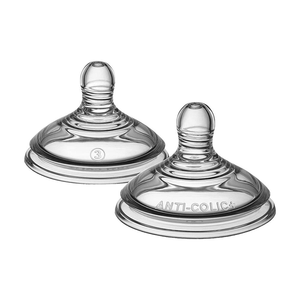 Tommee Tippee Close To Nature Advanced Anti-Colic Baby Bottle Fast Flow Teats 6+ Months - 2 Pack