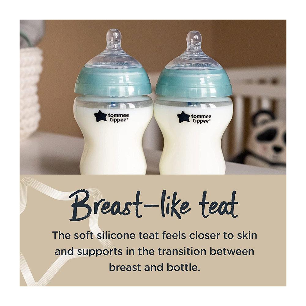 Tommee Tippee Close To Nature Advanced Anti-Colic Baby Bottle Fast Flow Teats 6+ Months - 2 Pack