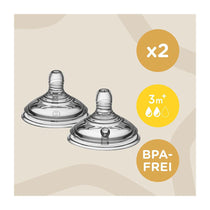 Tommee Tippee Close To Nature Anti-Colic Baby Bottle Medium Flow Teats 3+ Months - 2 Pack