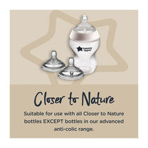 Tommee Tippee Close To Nature Anti-Colic Baby Bottle Medium Flow Teats 3+ Months - 2 Pack