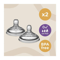 Tommee Tippee Close To Nature Anti-Colic Baby Bottle Vari Flow Teats 0+ Months - 2 Pack