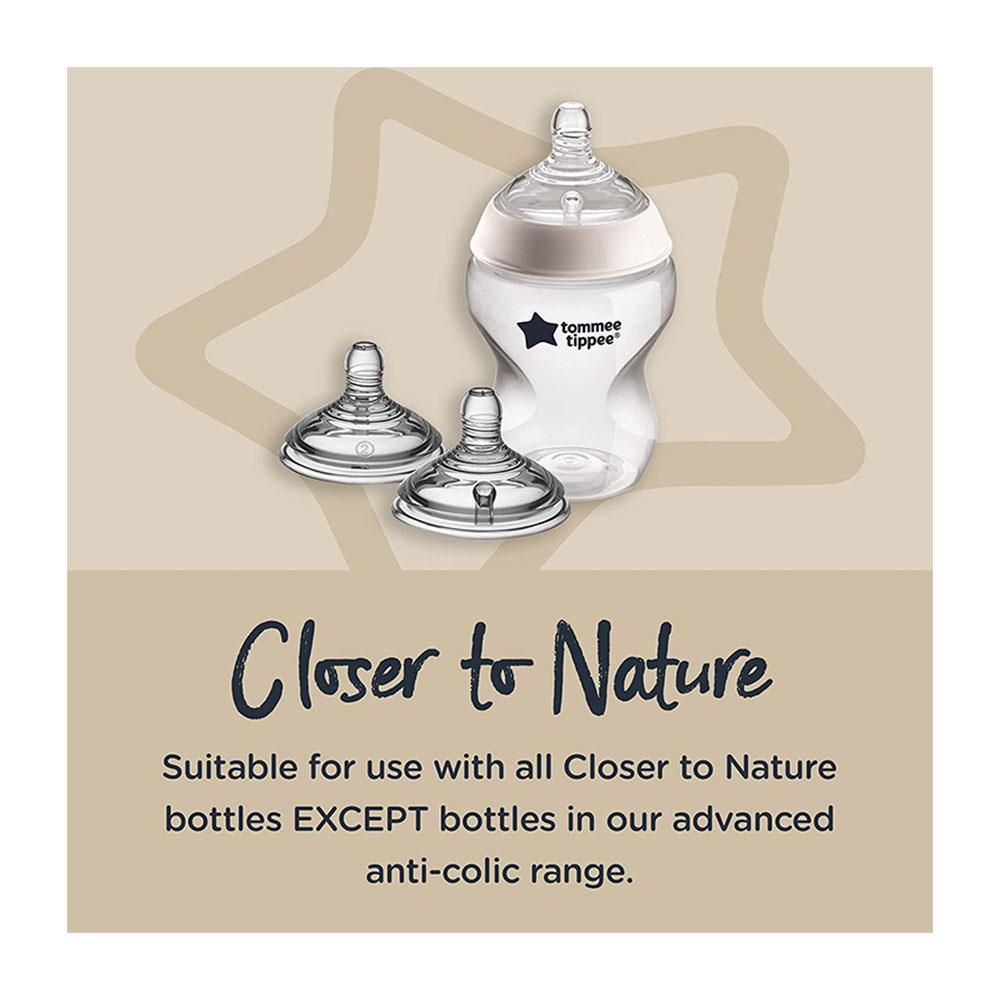 Tommee Tippee Close To Nature Anti-Colic Baby Bottle Vari Flow Teats 0+ Months - 2 Pack