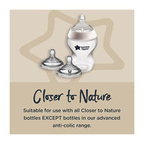 Tommee Tippee Close To Nature Anti-Colic Baby Bottle Vari Flow Teats 0+ Months - 2 Pack