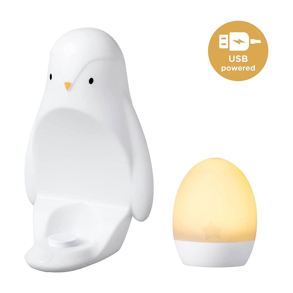 Tommee Tippee 2-In-1 Portable Penguin Nursery Night Light With Dimmable Rechargable Egg USB - White