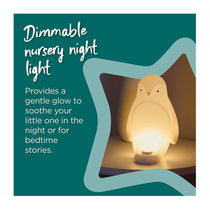 Tommee Tippee 2-In-1 Portable Penguin Nursery Night Light With Dimmable Rechargable Egg USB - White
