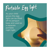 Tommee Tippee 2-In-1 Portable Penguin Nursery Night Light With Dimmable Rechargable Egg USB - White