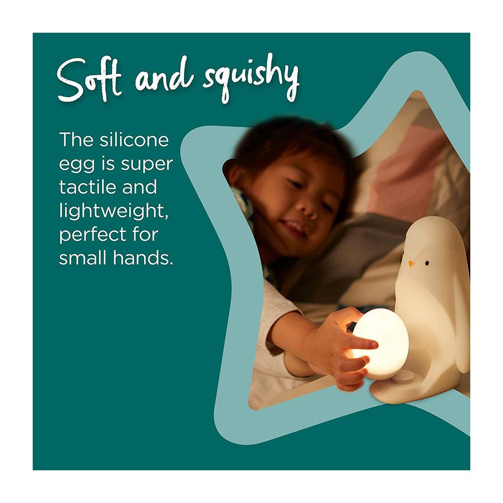Tommee Tippee 2-In-1 Portable Penguin Nursery Night Light With Dimmable Rechargable Egg USB - White