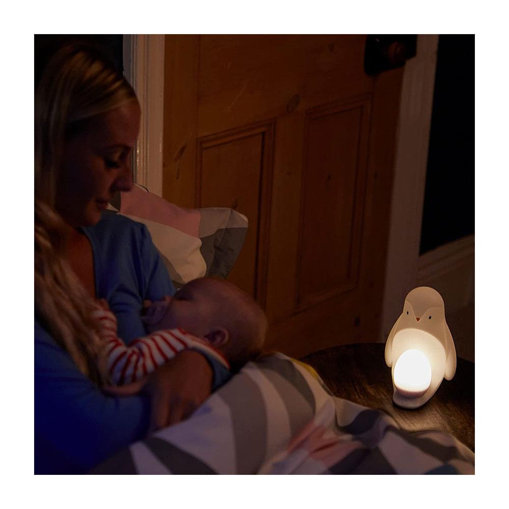 Tommee Tippee 2-In-1 Portable Penguin Nursery Night Light With Dimmable Rechargable Egg USB - White