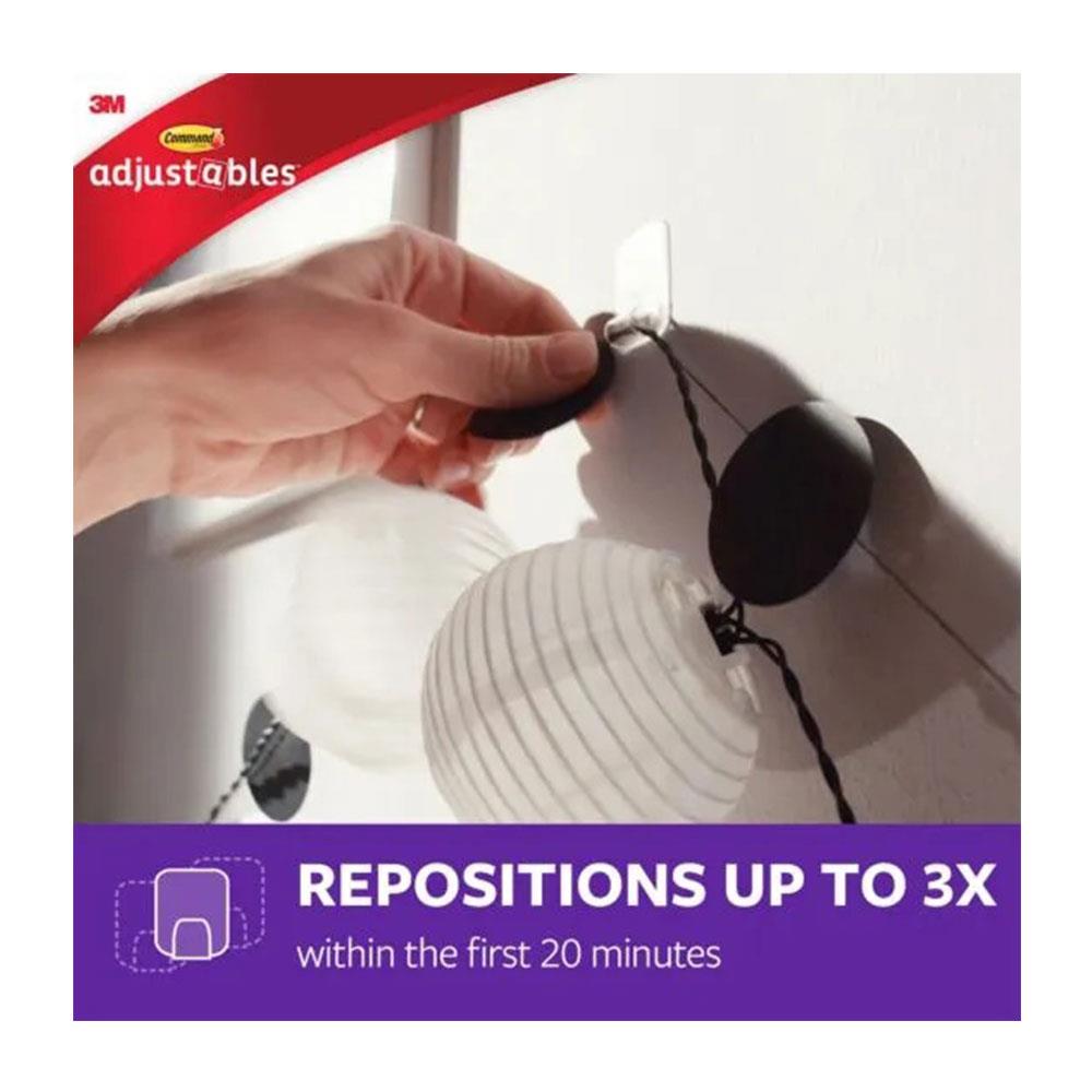 3M Command Adjustables Repositionable Clips 12 Clips And 24 Strips 225g Holding Power - Clear/Transparent