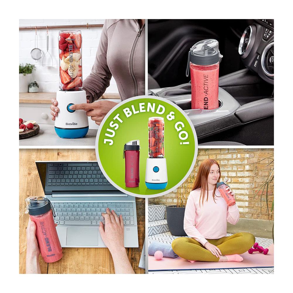 Breville Blend Active Personal Blender And Smoothie Maker With 2 Portable Blend Active Bottles 600ml - Blue