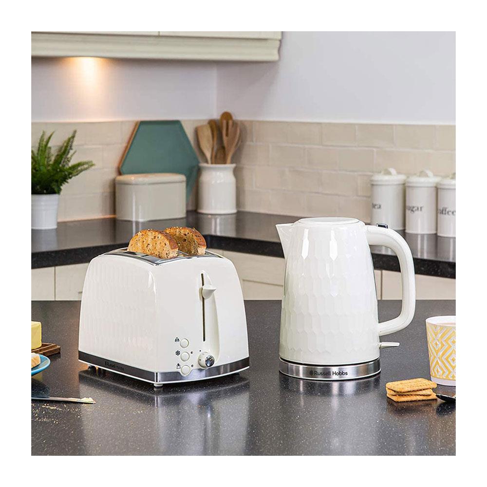 Russell Hobbs Contemporary Honeycomb 2 Slice Toaster 850 W - Cream