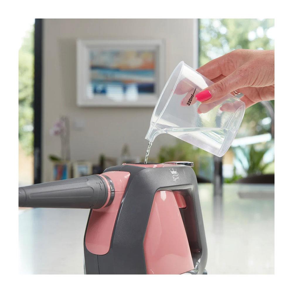 Swan Lynsey TVs Queen Of Clean Handheld Steam Cleaner With 9 Piece Accessory Kit - Pink/Grey