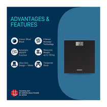 Omron Digital Bathroom Scales With KG ST And LB Measurement 150kg Weight Capacity - Midnight Black