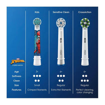 Oral-B Marvel Spider Man Kids Electric Toothbrush Replacement Brush Heads 3+ Years - 4 Pack