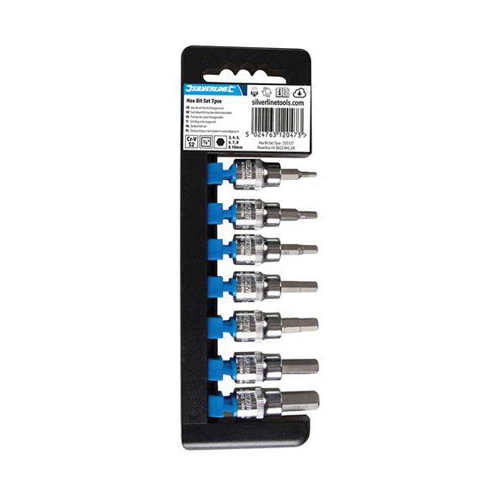 Silverline Hex Bit Set, 3/8-inch Drive Hex, 3-10 mm - 7 Pieces Main image