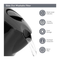 Quest Compact Cordless Jug Kettle Water Level Indicator 1080W 1 Liter - Black