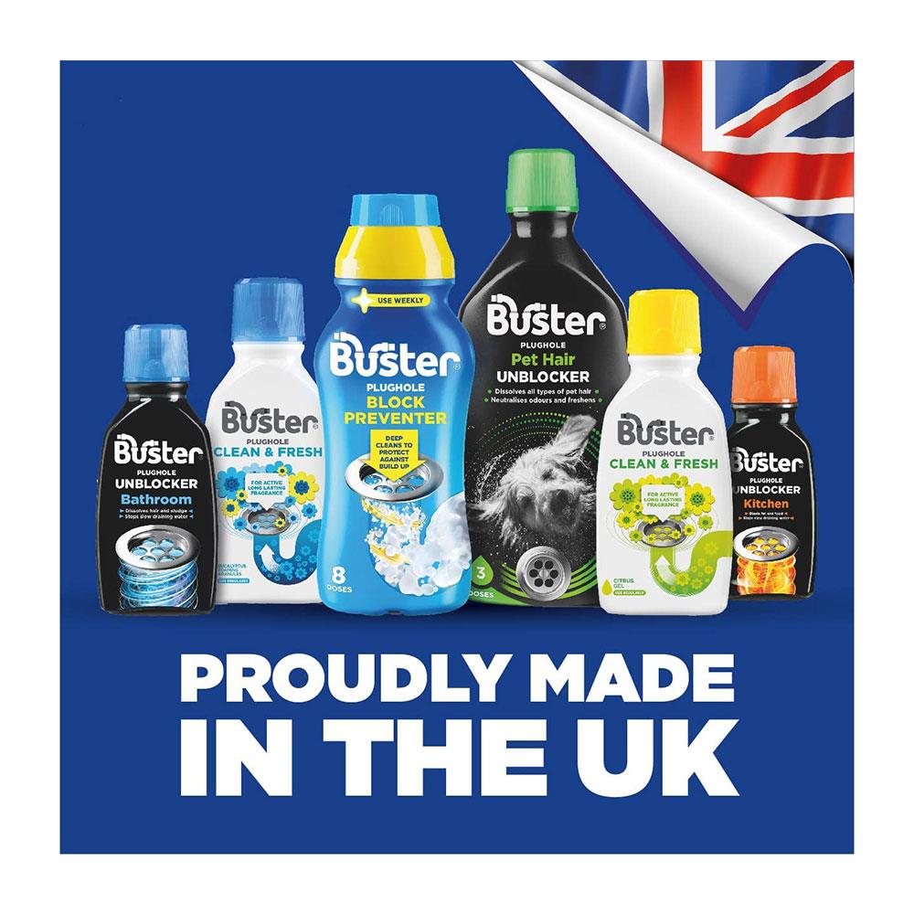 Buster Bathroom Plughole Unblocker 3 Doses 900ml