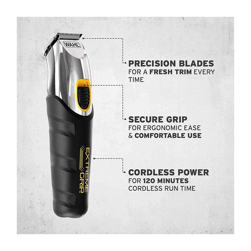 Wahl Extreme Grip Men's Beard And Stubble Trimmer Cordless Male Grooming Set - Black