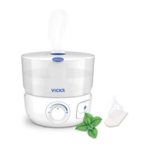 Vicks Top Fill Cool Mist Ultrasonic Humidifier For Easy Breathing With VapoPads 2.2 Litres - White