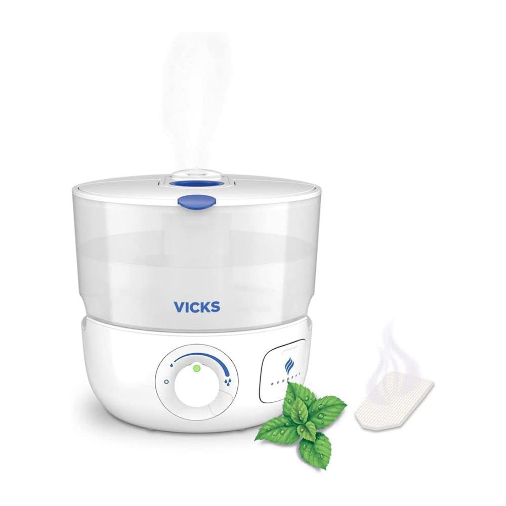 Vicks Top Fill Cool Mist Ultrasonic Humidifier For Easy Breathing With VapoPads 2.2 Litres - White