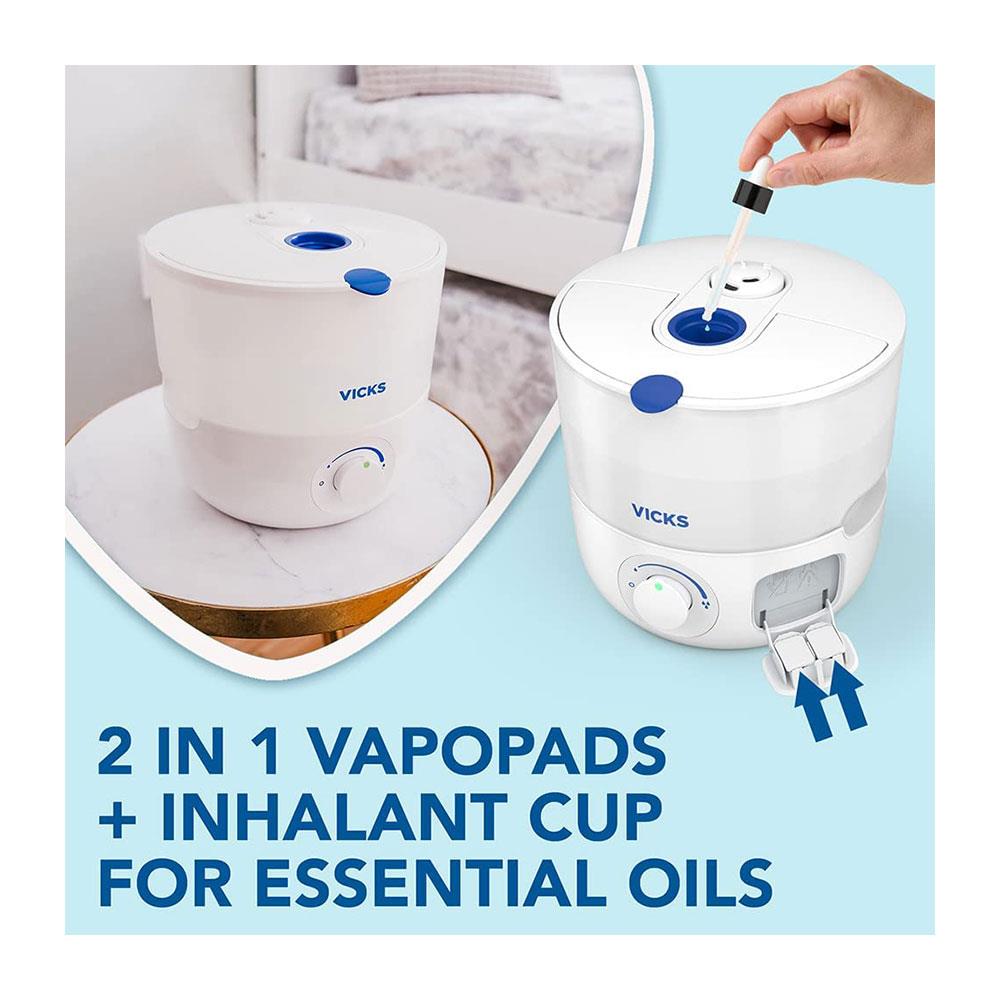 Vicks Top Fill Cool Mist Ultrasonic Humidifier For Easy Breathing With VapoPads 2.2 Litres - White