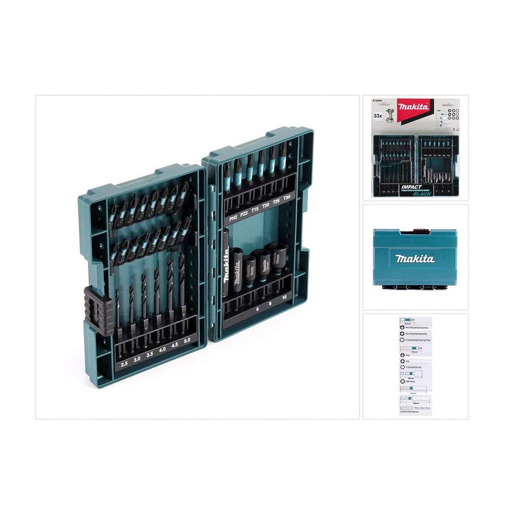 Makita Impact Screwdriver Bit Sets 33 Piece - Black