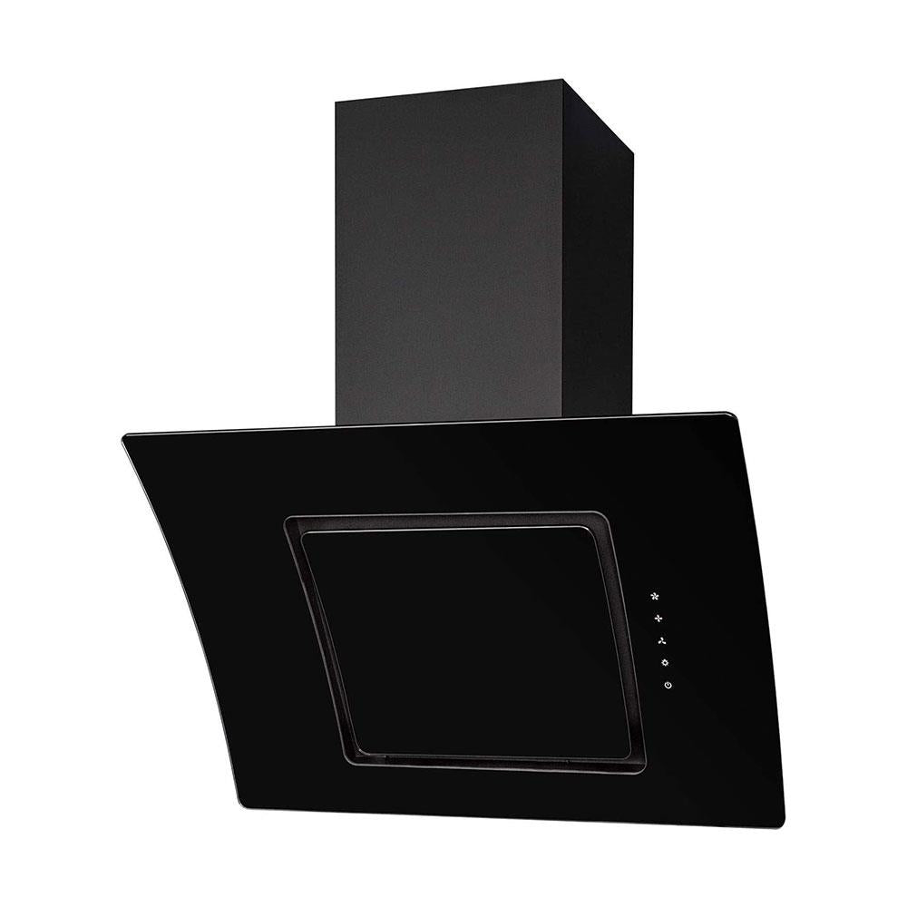 SIA Curved Glass Touch Control Angled Chimney Cooker Hood Kitchen Extractor Fan With LED Lights - Black Main image