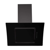 SIA Curved Glass Touch Control Angled Chimney Cooker Hood Kitchen Extractor Fan With LED Lights - Black