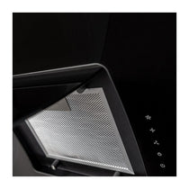 SIA Curved Glass Touch Control Angled Chimney Cooker Hood Kitchen Extractor Fan With LED Lights - Black