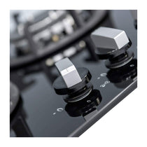 SIA 5 Burner Gas On Glass Hob With Cast Iron Pan Stands And Burner Caps 70cm - Black