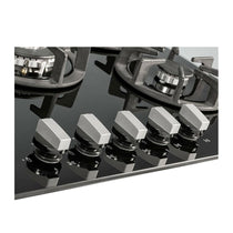 SIA 5 Burner Gas On Glass Hob With Cast Iron Pan Stands And Burner Caps 70cm - Black