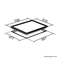SIA 5 Burner Gas On Glass Hob With Cast Iron Pan Stands And Burner Caps 70cm - Black