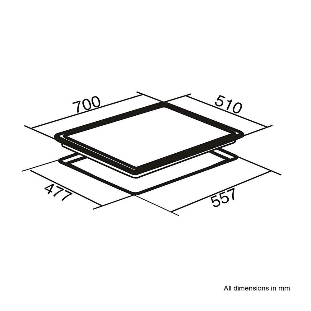 SIA 5 Burner Gas On Glass Hob With Cast Iron Pan Stands And Burner Caps 70cm - Black