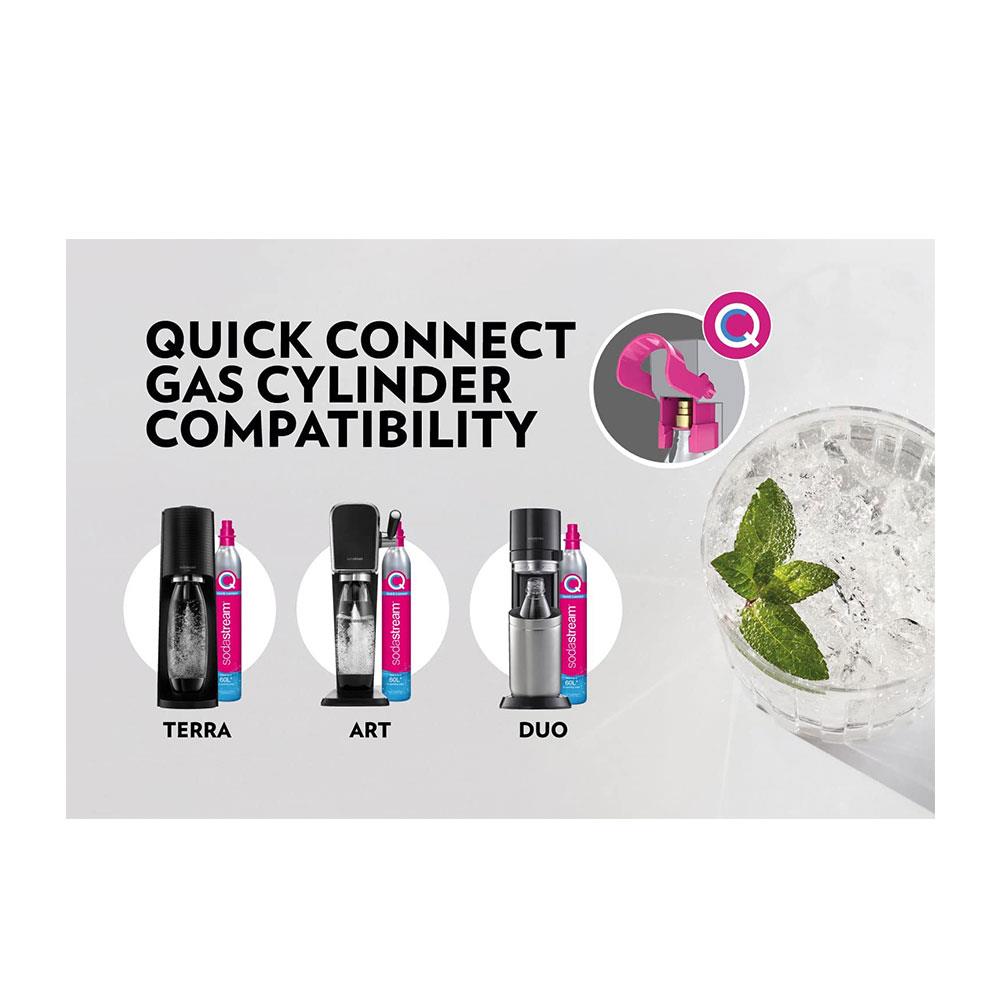 SodaStream Terra Sparkling Water Maker Machine And 1 Litre Reusable Water Bottle With 60 Litre Quick Connect CO2 Gas Cylinder – Black