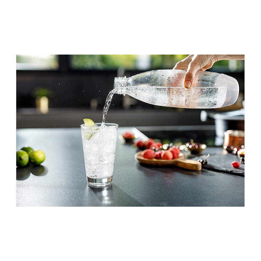 SodaStream Terra Sparkling Water Maker Machine And 1 Litre Reusable Water Bottle With 60 Litre Quick Connect CO2 Gas Cylinder – Black
