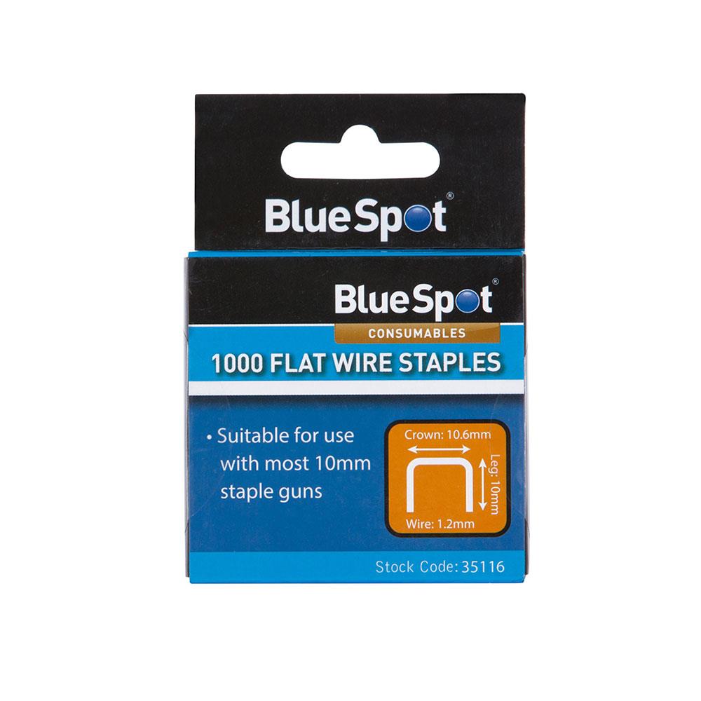 Blue Spot Tools 10mm Crown Flat Wire Staples T50 Type - Silver Secondary image
