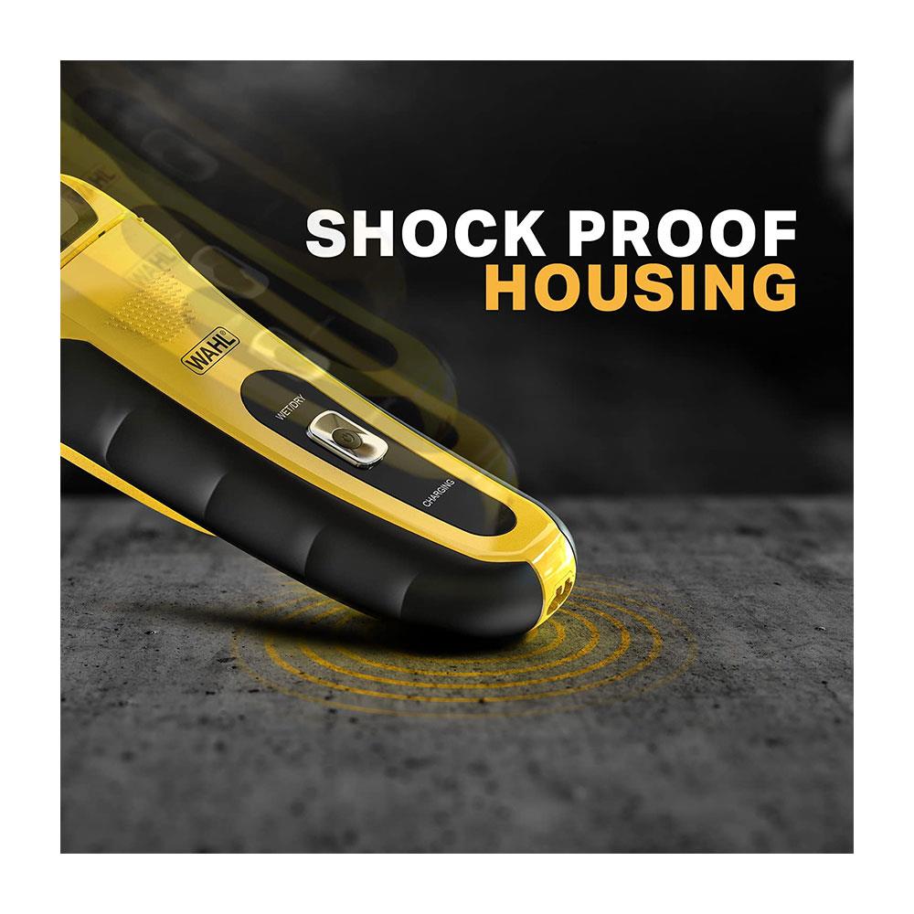 Wahl Lifeproof Wet/Dry Foil Shaver Dual Head Ear And Nose Trimmer Anti-Shock Fully Washable  - Yellow/Black