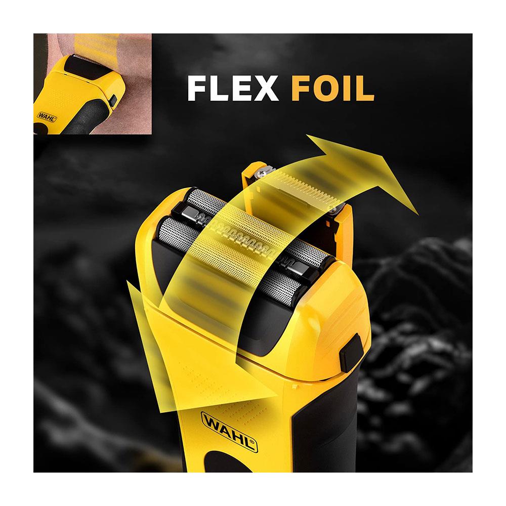 Wahl Lifeproof Wet/Dry Foil Shaver Dual Head Ear And Nose Trimmer Anti-Shock Fully Washable  - Yellow/Black